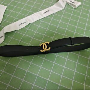 CHANEL Gold Emblem Black Belt